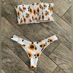 NWT sunflower strapless cheeky bikini swimsuit